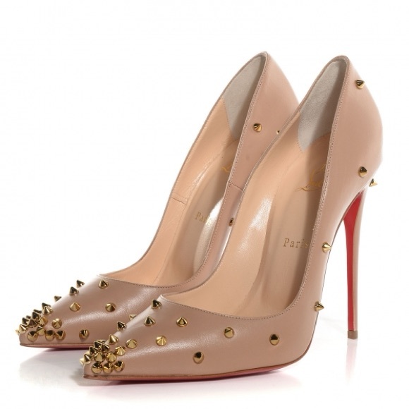 Christian Louboutin Degraspike 120mm in Nude / Gold - Picture 1 of 7